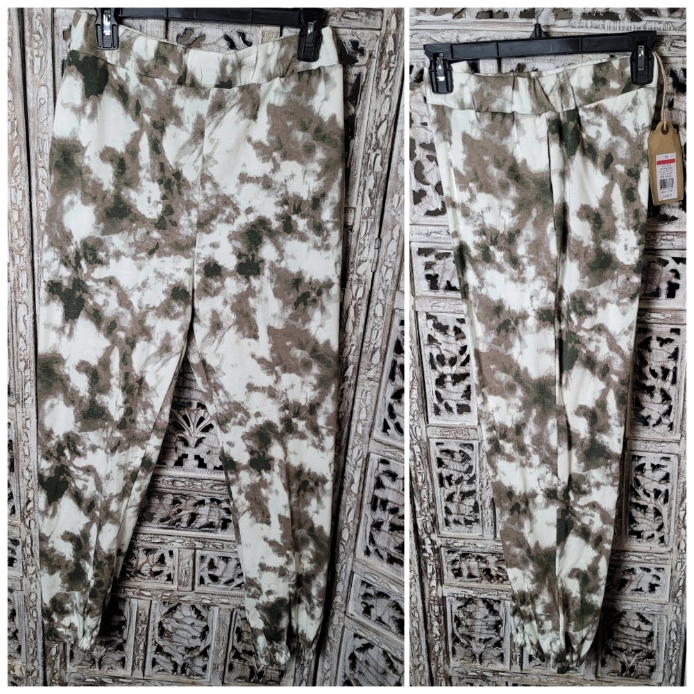 COPY - New Olive Green Tie Die Joggers Pants with Pockets Size Medium